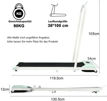 Бігова доріжка SogesHome 2 в 1 для дому, Walking Pad, фітнес-тренажер із пультом, 1-6 км/год, LED-дисплей, Bluetooth-динамік, зелена