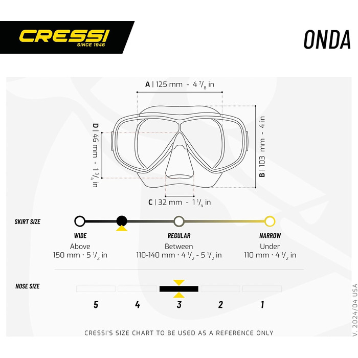Маска для снорклінгу та дайвінгу Cressi Onda (Унісекс, Чорний/Чорний)