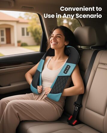 Масажер для шиї COMFIER бездротовий Shiatsu з підігрівом, 3D глибокий масаж, для шиї, спини, попереку, подарунок для жінок та чоловіків, блакитно-чорний