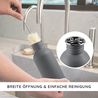 Фляга для води Bambaw з нержавіючої сталі, 1 л | Багаторазова еко-фляга | Для кемпінгу та походів | Без пластику | Спортивна фляга, не протікає (1000 мл, Антрацит)