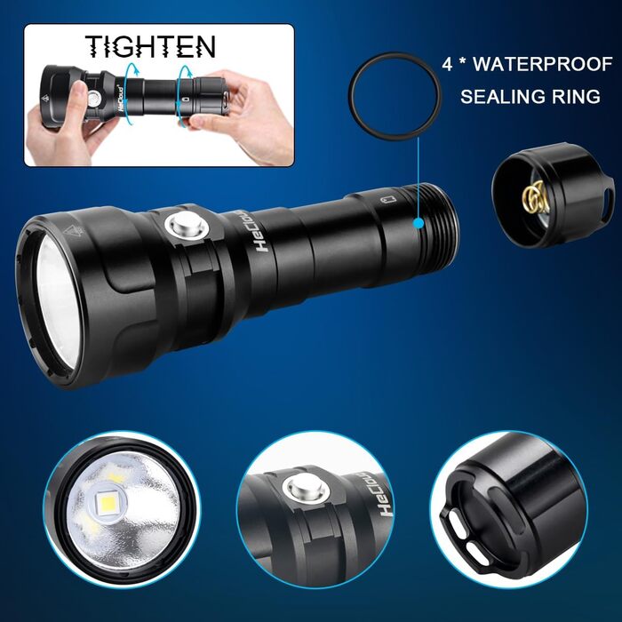 Ліхтар підводний WholeFire PM70 10000 люменів, 150м, IPX8, 4000mAh, для дайвінгу та підводного спорту