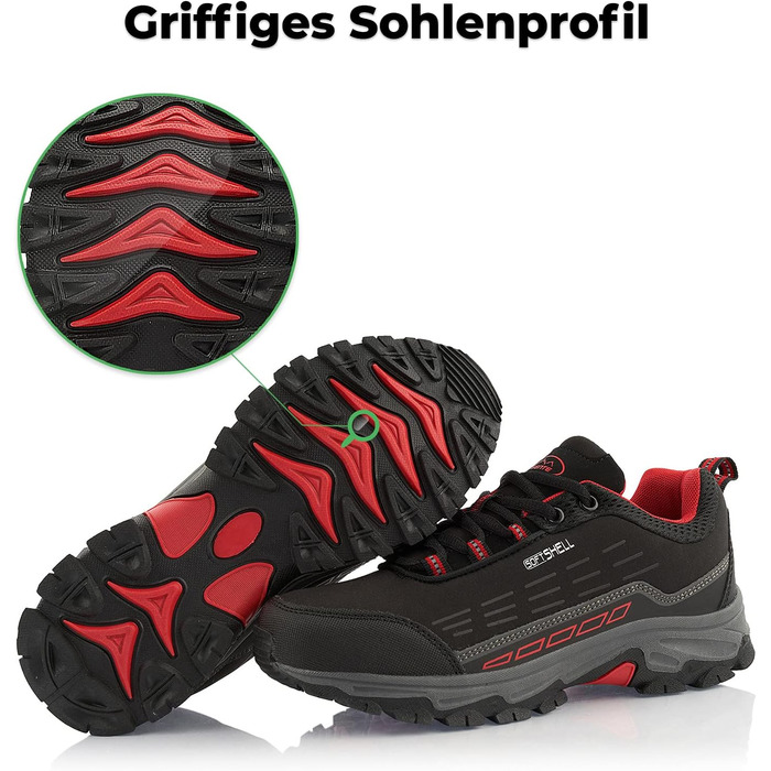 Черевики для хайкінгу/трекінгу для жінок та чоловіків, водонепроникні, чорно-зелені/чорно-червоні (36 EU)
