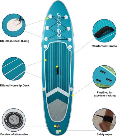 Надувний SUP Board JOOLOOG Stand Up Paddle Board (сапборд) для дорослих та підлітків, 300 кг, 10'2/10'5, 320 x 81 x 15 см (з сидінням 315 x 80 x 15 см)