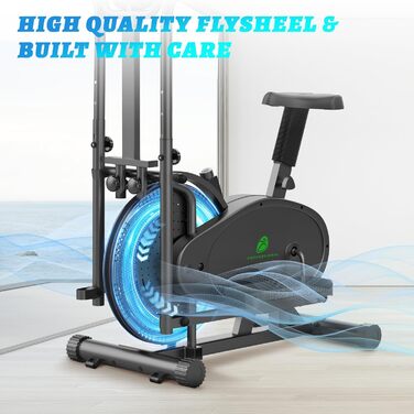 Еліптичний тренажер 2 в 1 з функцією степпера для дому, чорний. З LCD-монітором та регулюванням опору.