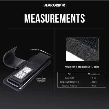 Грип-затискачі BEAR GRIP для підйому ваги з протиковзаючими гумовими ручками, чорні