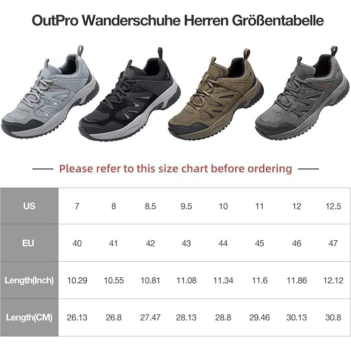 Черевики для хайкінгу чоловічі Outdoor, трекінгові, чорні, 43 EU. Зручні, дихаючі, з антиковзкою підошвою.