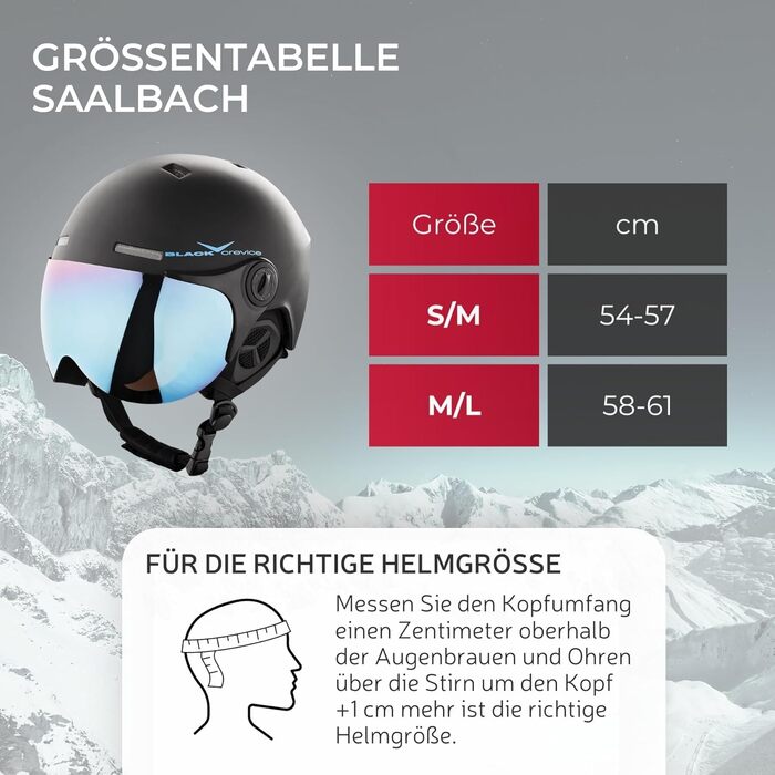 Лижний шолом Black Crevice Saalbach з візором, пілотний стиль, унісекс, для чоловіків і жінок, змінний візор, регульований розмір 58-61 см, карбон/білий, для сноуборду та лиж
