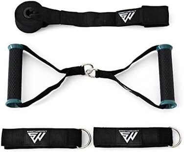 Набір для силових тренувань SmartWorkout® з гумовими стрічками опору – 19 шт., до 120 кг, стержень, дверний анкер, програма тренувань