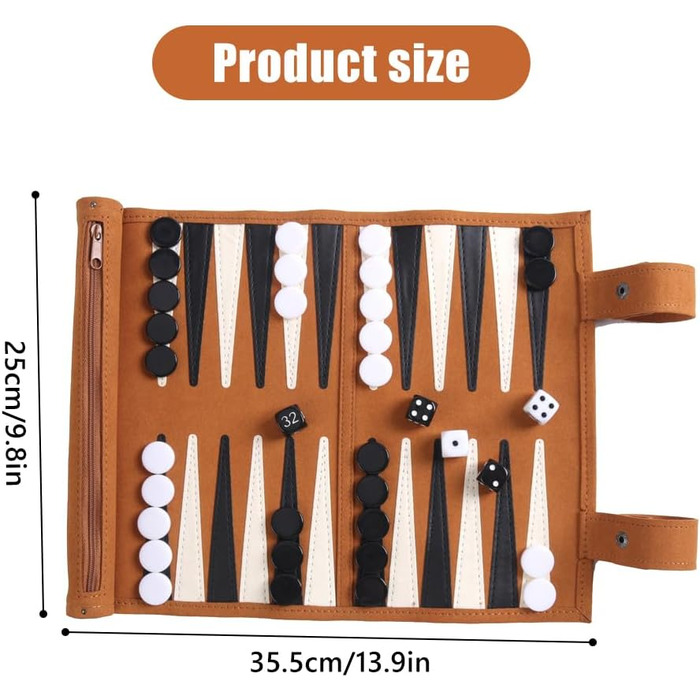 Набір для гри в шашки та нарди JOAASU, 25x35 см, шкіряний, для дорослих та дітей, ідеально для подорожей та кемпінгу