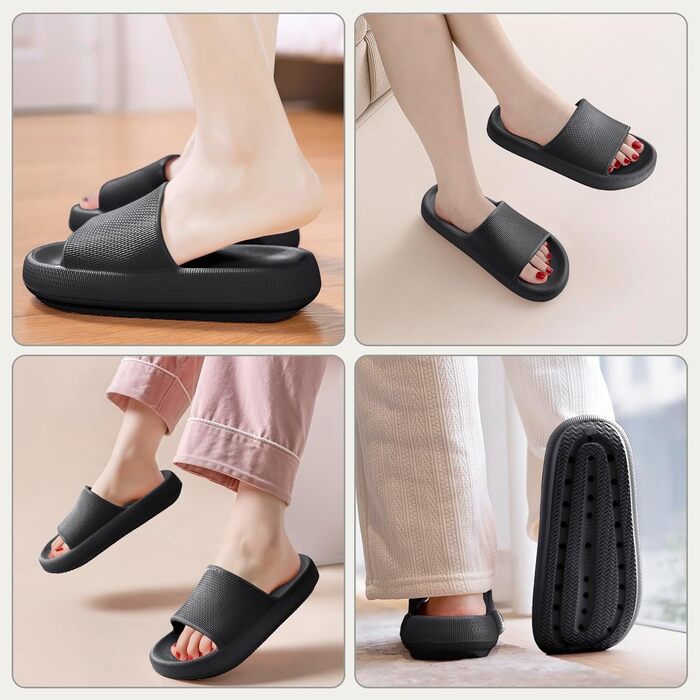 Чоловічі та жіночі шльопанці Cozislides Original - чорні, антиковзкі, для дому та вулиці (44/45 EU)