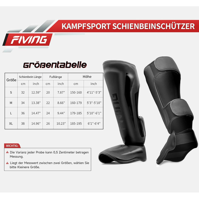 Шкарпетки для захисту гомілки FIVING Kapfsport – з підкладкою, регульовані, захист від розтягування, підходять для Taekwondo/Mixed Kapfsport, тренувань та спарингу (M, Чорний)