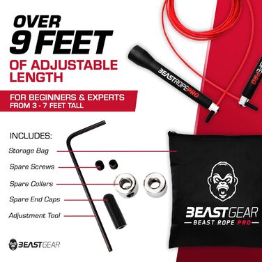 Стрибкове канат Beast Gear 'Profi' для дорослих - ідеальний для фітнесу, кардіо, боксу, MMA та тренувань на витривалість (Indoor/Outdoor)