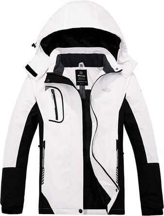 Жіноча гірськолижна куртка Wantdo, тепла флісова куртка, водонепроникна, дихаюча, з капюшоном, вітрозахисна, біла