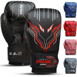 Боксерські рукавички Farabi для дітей (6oz) - чорні. Ідеальні для MMA, Муай Тай та тренувань. Розмір: 5-10 років