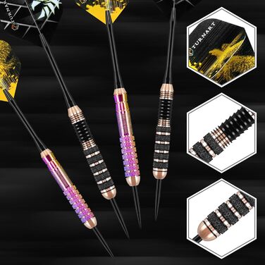 Дарти Turnart Metallspitze - Професійний набір дротиків 6 шт (22/24 г) з латунними корпусами та сталевими наконечниками