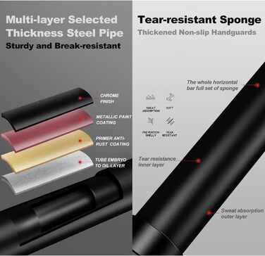 Кімнатна турнік для дверей без свердління, з поворотним замком, регульований 69-92 см, вантажопідйомність 200 кг, Apricot