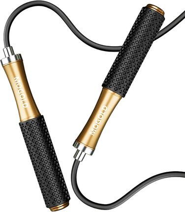 Стрибкове канат для чоловіків, жінок, дітей - з подвійними кульковими підшипниками, 360-градусний поворот, металевий руків'я, серцевина з силіконовим руків'ям, регульований, 3 м, для фітнесу, схуднення, чорний