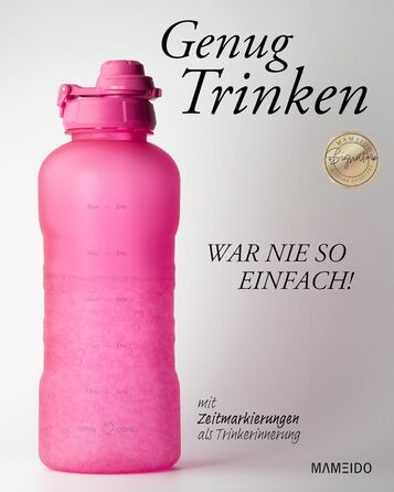 Водяна пляшка MAMEIDO з соломкою та петлею для перенесення, Tritan, 2000 мл, Glow Couture, BPA-free, для хлопчиків та дівчаток