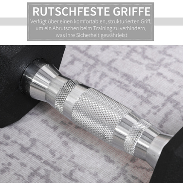 HOMCOM Набір гантелей у формі шестикутника, 2 шт. Гантелі з рифленим руків'ям, набір штанг з чавуну, 2 x 4 кг, гантелі для чоловіків та жінок, для дому, спортзалу, силових тренувань