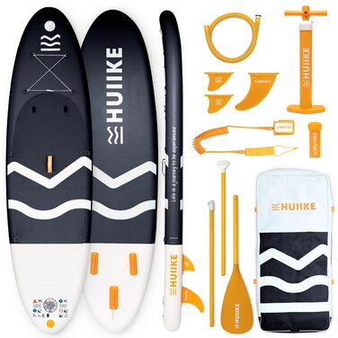 Надувний SUP Борд HUIIKE Stand Up Paddling Board (Essential) з аксесуарами: весло, фіни, насос. Висока стабільність, міцність, 305x84x15 см, до 130 кг.