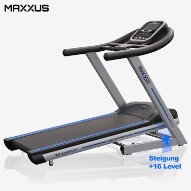 Бігова доріжка MAXXUS 7.3, 18 км/год, електричний нахил, 3 к.с. мотор, 2,21 кВт, складана, 1400x500 мм, до 130 кг, амортизація