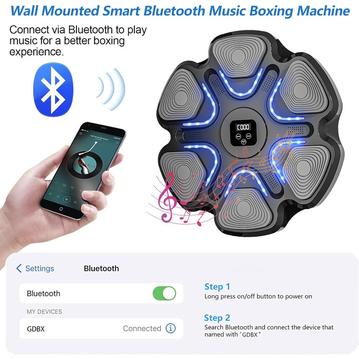 Музична Bluetooth бокс-машина для дому, настінний тренажер для боксу, електронне обладнання для ударів, розумна система тренувань, зняття стресу, професійна