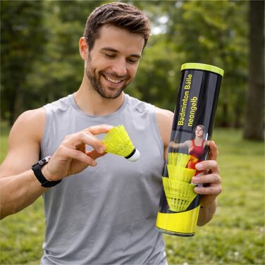 6 штук воланчики для бадмінтону жовтого кольору, для тренувань та змагань. Воланчики для бадмінтону для гри на відкритому повітрі та в приміщенні