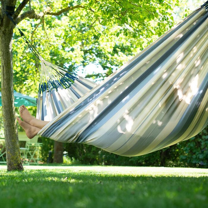 Гамак LA SIESTA® Brisa: ручної роботи з Колумбії, 160 см, для дому та відпочинку на природі (Sea Salt, для двох, з кріпленням до дерева/стовпа)