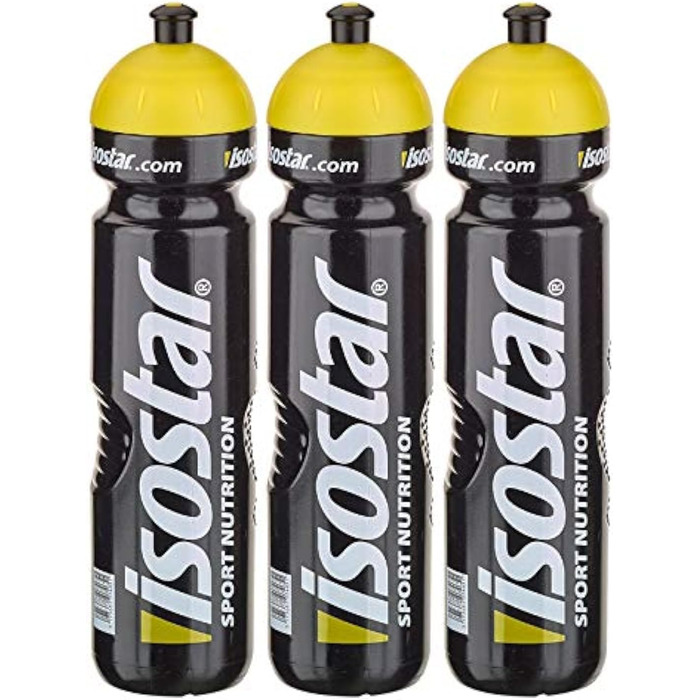 Спортивна пляшка для води Isostar 1000 мл, BPA-free, для бігу, велоспорту, тренажерного залу, туризму, герметична кришка Push & Pull (набір 3 шт.)