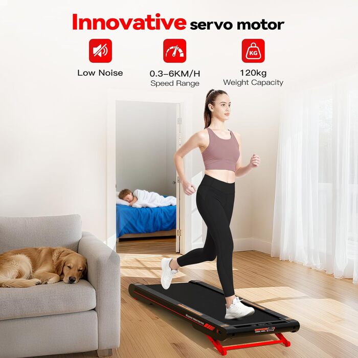 Ходунковий килимок з APP, бігова доріжка для дому 6 км/год, ходункова доріжка для офісу та дому з пультом дистанційного керування (Чорний)