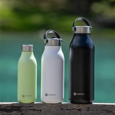 Термос пляшка LES ARTISTES Paris Bottle'Up 2.0, 1 л, нержавіюча сталь, BPA-free, тримає тепло 12 годин і холод 24 години, зручна ручка, чорний дизайн Black Pearl, багаторазова