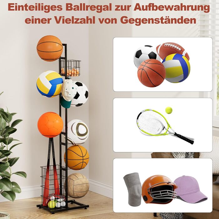 Металевий органайзер для м'ячів: підставка для баскетбольного та футбольного м'яча, полиці для зберігання, для дітей, в приміщенні