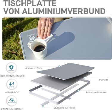 Складаний столик для кемпінгу EVER ADVANCED 120x60 см, XL для 4-6 осіб, білий