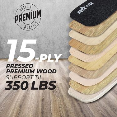 Yes4All Дерев'яний балансборд для дому, серфборд для тренувань всіх рівнів, чорний