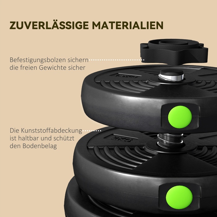 Набір гантелей 2-в-1, довгі та короткі, 30 кг, з неслизьким покриттям, захищає підлогу, чорний/зелений