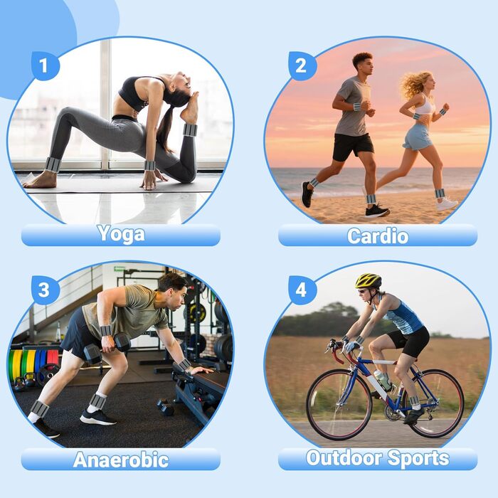 Регульовані ваги на зап'ястя та щиколотку - 0.45 кг (по 0.9 кг в комплекті), для йоги, танців, пілатесу та фітнесу