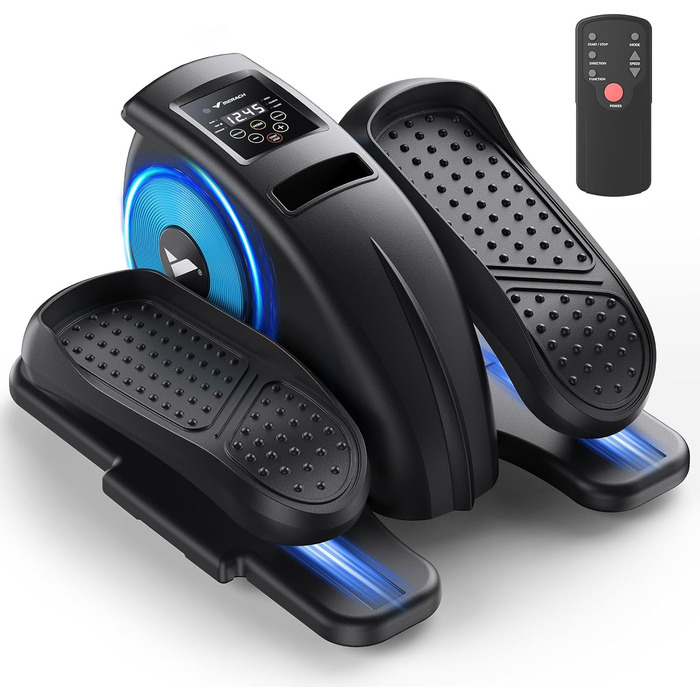 Міні еліптичний тренажер MERACH з пультом, дисплеєм, 12 швидкостей, тихий та портативний степер для дорослих, молоді та людей похилого віку, чорний