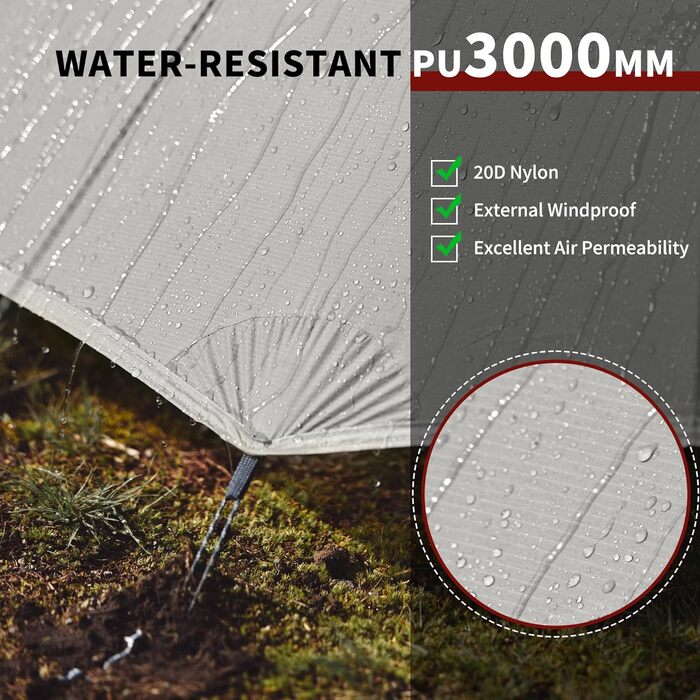 Намет Naturehike Cloud Up Pro 1-місний, легкий, водонепроникний, для кемпінгу та трекінгу, сірий, 20D