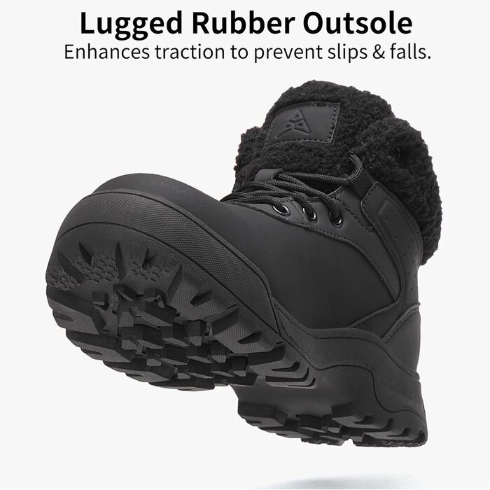 Зимові черевики жіночі снігоступи на шнурівці з антиковзким покриттям, тепла підкладка з хутром (42 EU, Чорний)