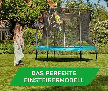 Трамплін Salta Comfort Edition (різні діаметри) – ⌀183/213/251/305/366/396/427cm – Сертифікований TÜV – Кольори: зелений/рожевий – Круглий, для вулиці, з комплектом: мат, сітка, пружини, захисний бордюр