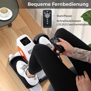 Міні еліптичний тренажер COSTWAY під стіл, електричний крос-тренажер з LED-дисплеєм та пультом дистанційного керування, кардіо-тренажер степер для дому, портативний педальний тренажер для дорослих та літніх людей (білий)