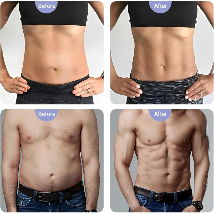 Електричний стимулятор м'язів пресу EMS, тренувальний пристрій з 10 гелевими електродами, 6 режимів та 15 рівнів інтенсивності, для пресу, рук та ніг