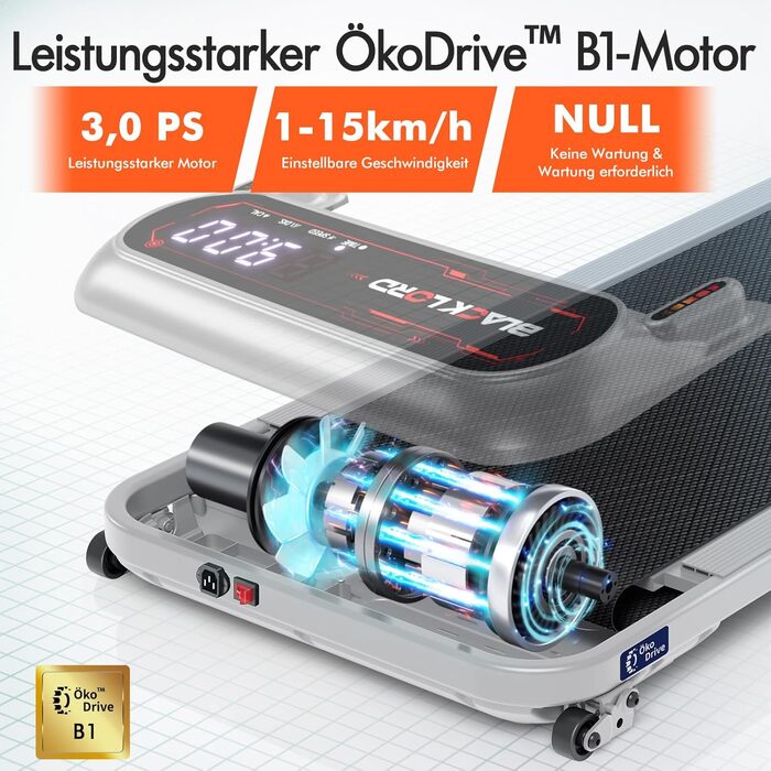 Електричний біговий тренажер BLACK LORD з нахилом 9%, 3.2 PS, Walking Pad 4-в-1 для дому та офісу, 12 програм, динамік, 140 кг