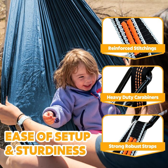 Гамак для кемпінгу NATUREFUN Ultraleicht | 300 кг, 275x140 см, дихаючий, швидковисихаючий, для відпочинку вдома та на природі