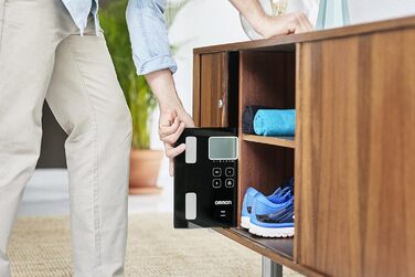 OMRON Viva – розумні ваги-аналізатор складу тіла з Bluetooth і додатком, вимірювання жирової маси, ваги, вісцерального жиру, м'язової маси, базового обміну та ІМТ; для 4 користувачів, тонометр з Bluetooth