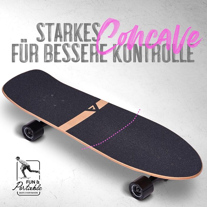 Apollo Surfskate Pro: Лонгборд для дорослих та дітей, Midi Cruiser для стрітсерфінгу та карвінгу, якісна Surf Skate вісь (з 6 років)