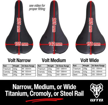 Сідло WTB Volt Narrow Cromoly Black 15 см - Чорне, сталеве