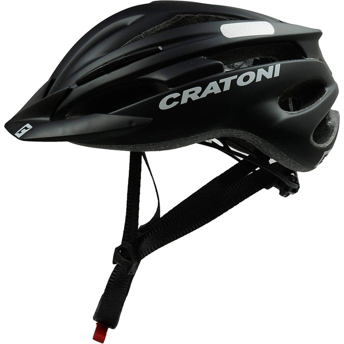 Велосипедний шолом Cratoni Pacer+ L-XL (58-62 см), чорний матовий з рефлектором
