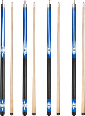 Набір для більярду Lotmusic: 1/2 роздільні кийки, вага 510-595 г, канадський клен, синій колір, 4 шт.