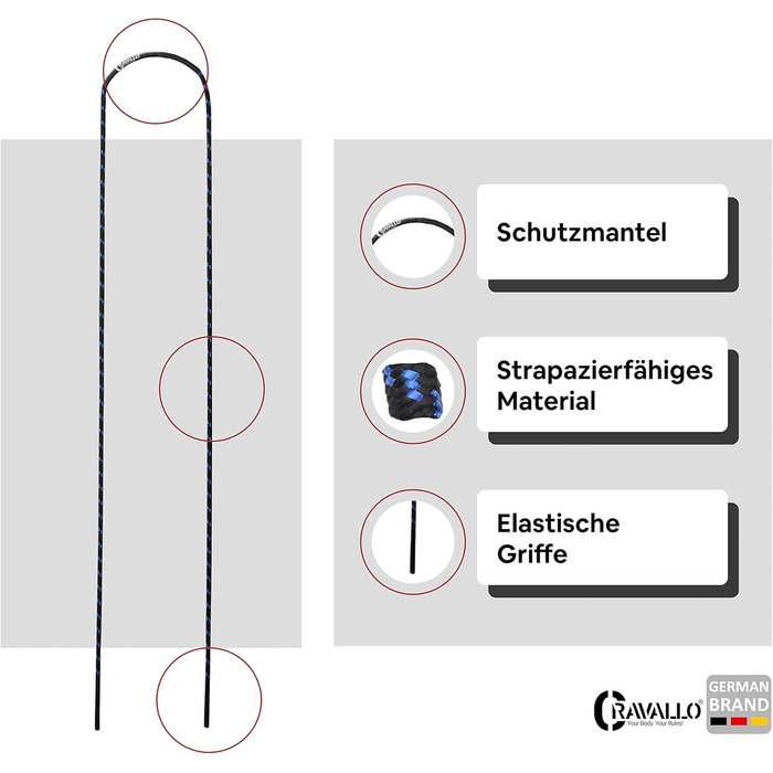 Скакалка пружинна Cravallo® Springseil I 3 метри Fatburner Speed Jumping Rope I для дорослих, професійна, для боксу, витривалості, MMA, HIIT, чорна, синя, біла